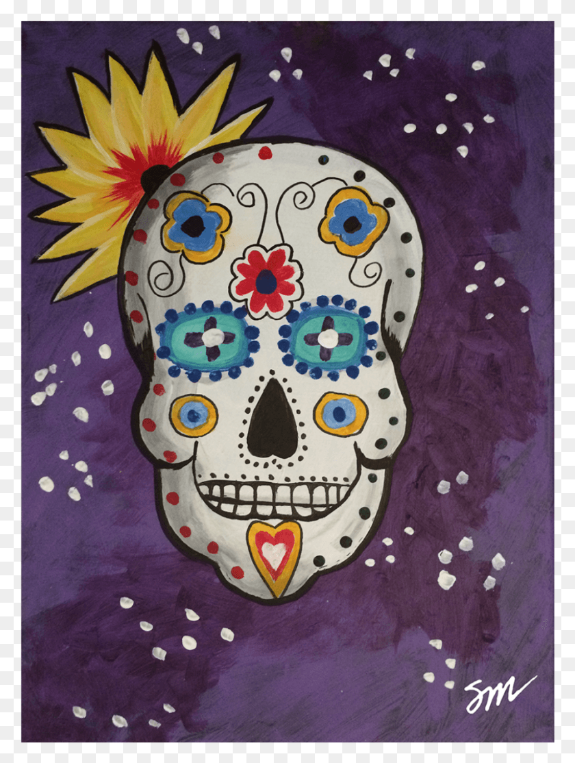 888x1201 Day Of The Dead Skull, Applique, Pattern HD PNG Download