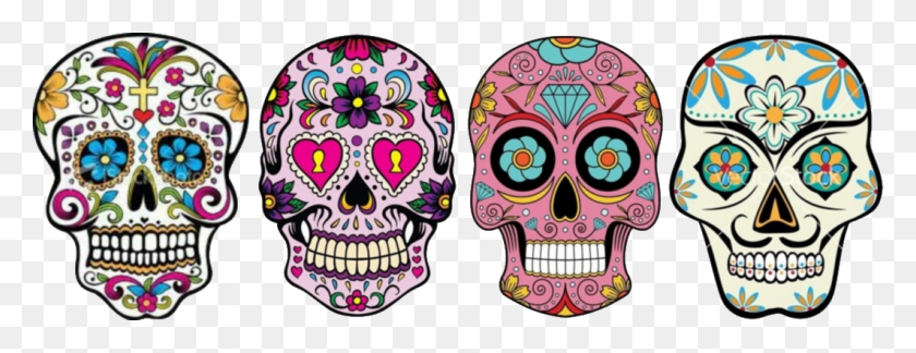 1062x360 Day Of The Dead Skulls Glamping Itaka, Doodle HD PNG Download