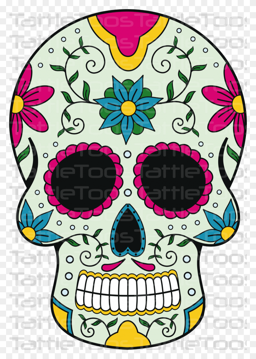 2090x3000 Day Of The Dead Sugar Skull Calavera Tete De Mort, Graphics, Floral Design HD PNG Download