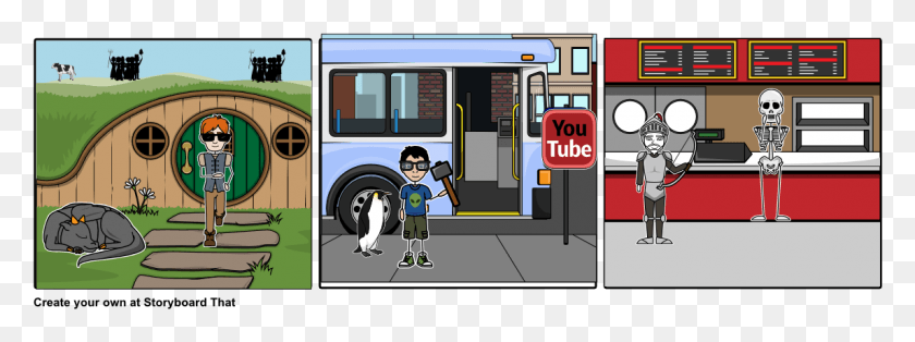 1145x374 Day Out In Skyrim Cartoon, Автобус, Транспортное Средство, Транспорт Hd Png Скачать