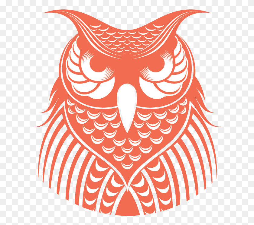 624x686 Day Owl Logo Owl Icon In Salmon Owl Vector, Animal, Fish, Bird HD PNG Download