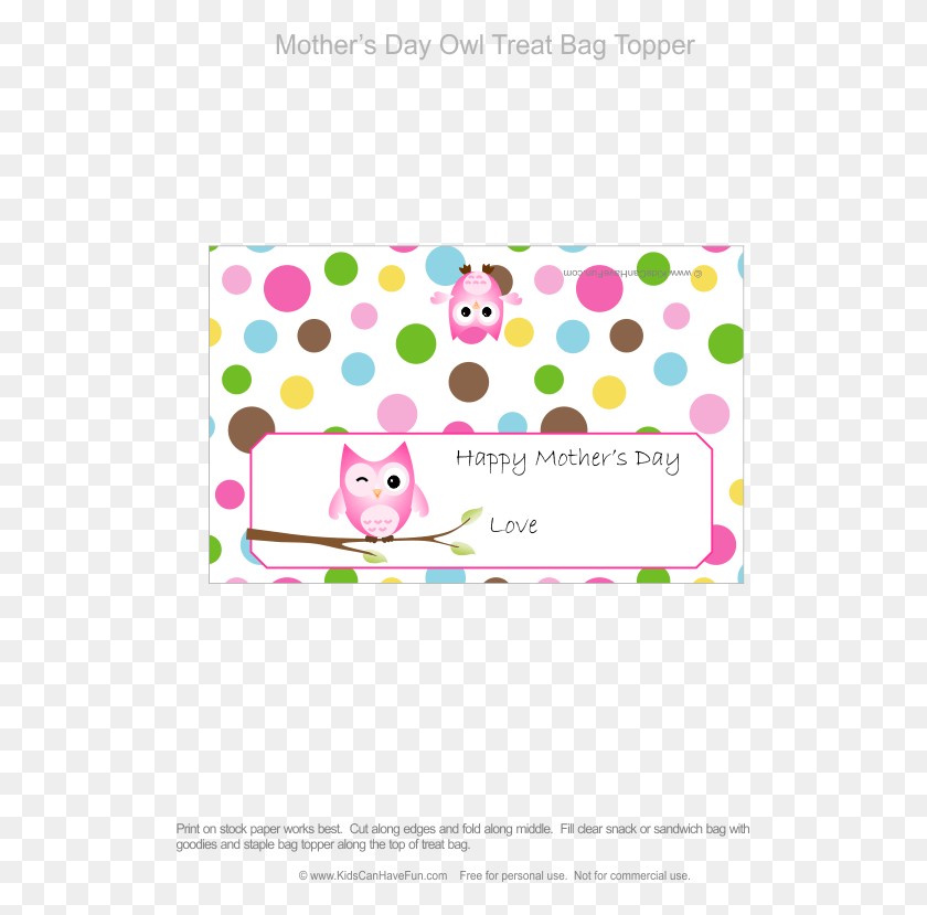 521x769 Day Owl Treat Bag Topper Mothers Day Owls, Texture, Label, Text Descargar Hd Png