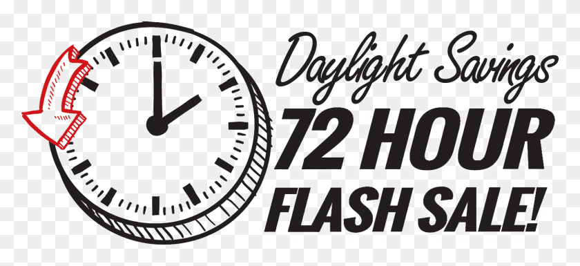 1514x632 Daylight Savings Flash 72 Hour Sale By Direct Bed Mattress Wall Clock, Analog Clock, Text, Wristwatch HD PNG Download