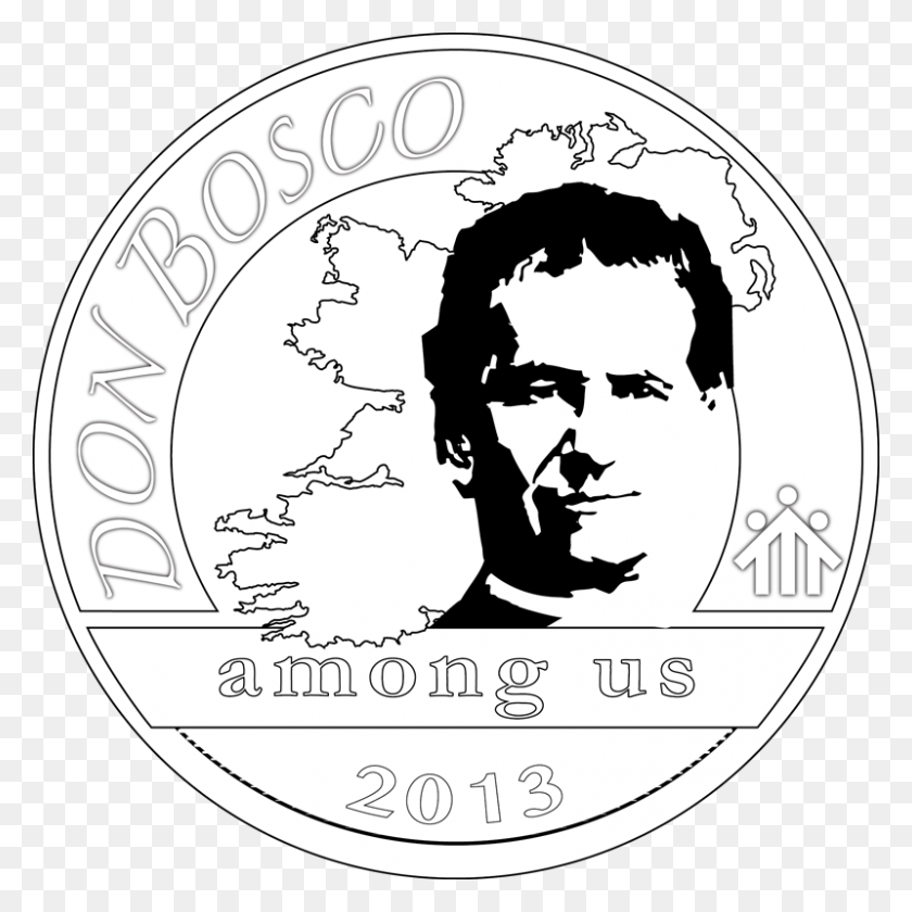 800x800 Db Relics Irl 2013 Logo Outlines Don Bosco For Drawings, Coin, Money, Text HD PNG Download