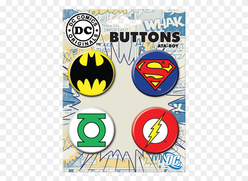 419x556 Dc Comics Originals Justice League Logo Button Set Superman, Symbol, Text HD PNG Download