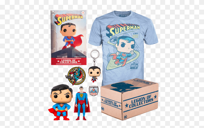 469x469 Descargar Png Dc Superman Subscriptionbox Glam Funkoshop Legion Of Collectors Superman, Box, Etiqueta, Texto Hd Png
