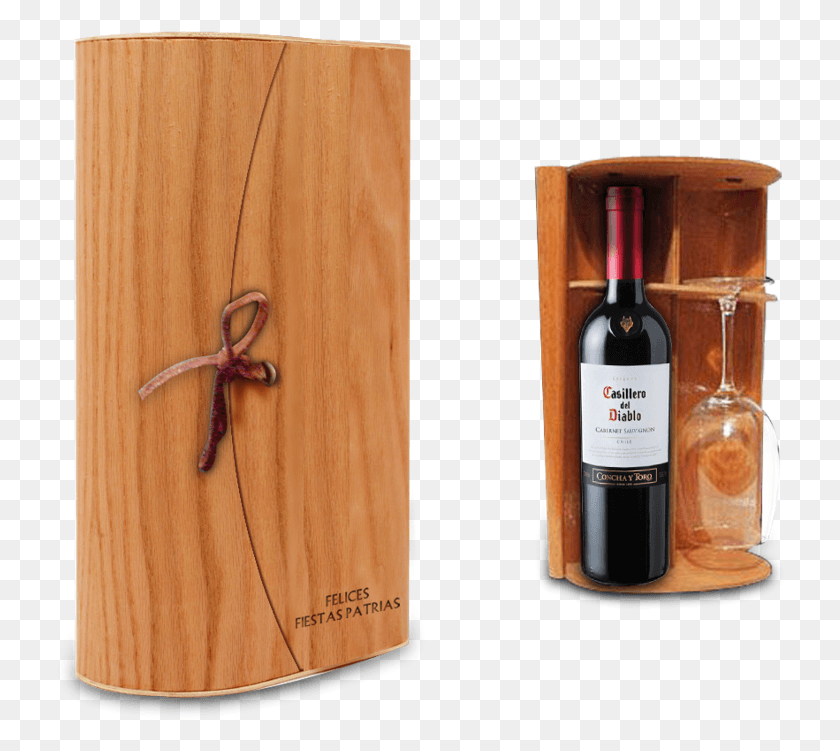 733x691 Dch 06 Set Vino Y Copa En Caja De Madera Flexible Wine Bottle, Wine, Alcohol, Beverage HD PNG Download