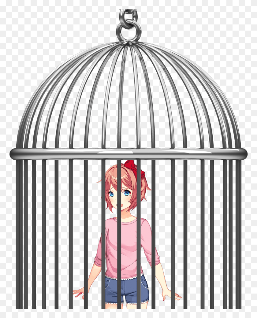 1321x1661 Ddlc Girl In Cage Cartoon, Prison, Person, Human HD PNG Download
