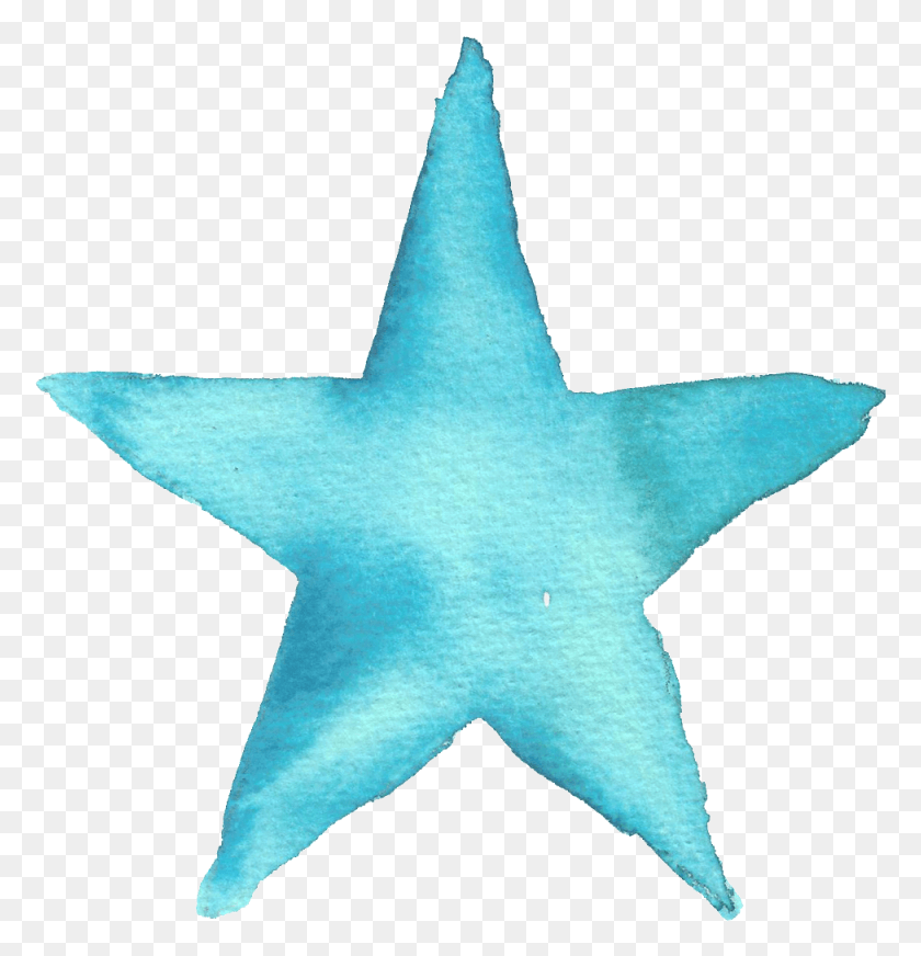 975x1015 De Ornamento Transparente Para As Estrelas Do Mar Blue Star Drawing, Cross, Symbol, Star Symbol HD PNG Download