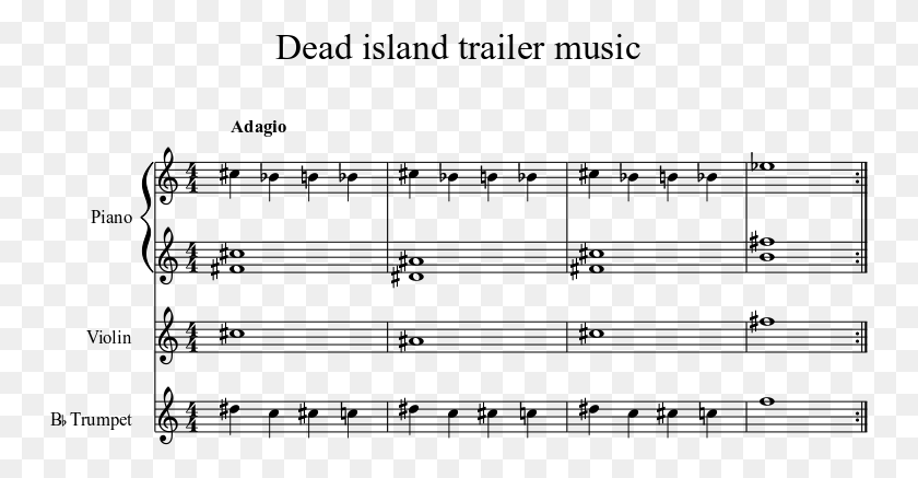 749x377 Dead Island Trailer Music Sheet Music 1 Of 1 Pages Dead Island Trailer Music Piano, Gray, World Of Warcraft HD PNG Download