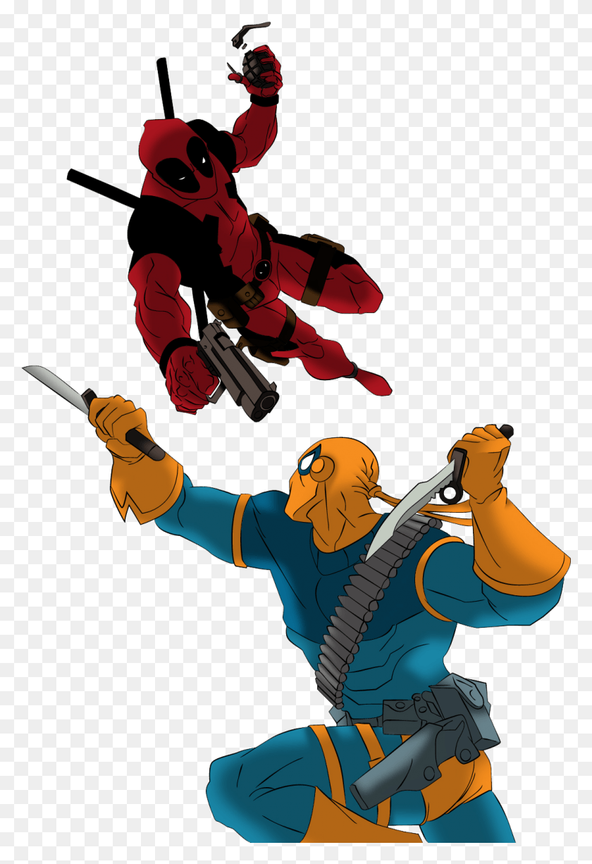 1066x1593 Deadpool Deathstroke Marvel, Duel, Person, Human HD PNG Download