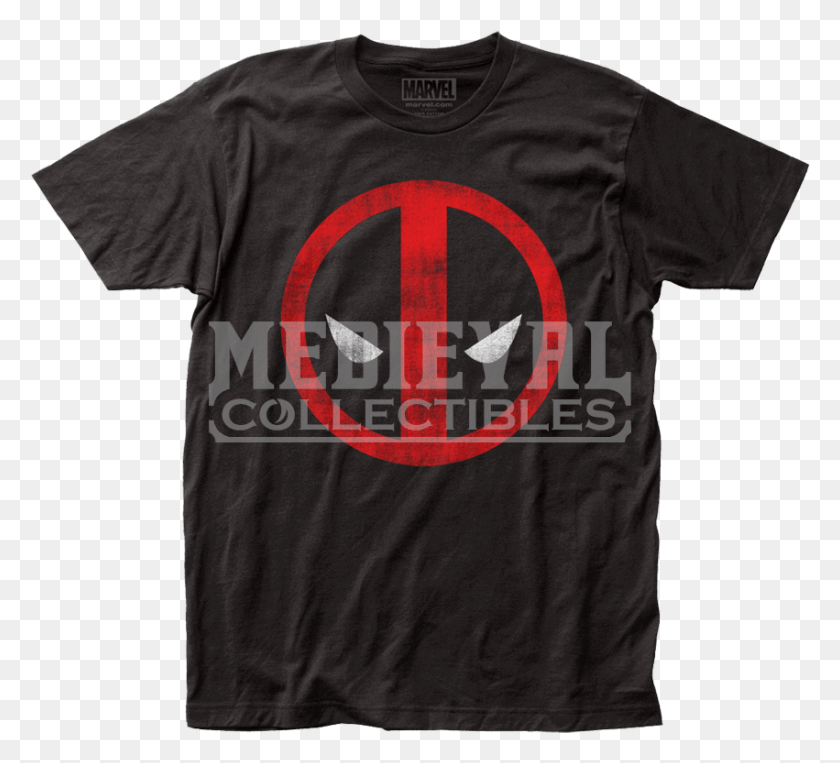 851x767 Deadpool Distressed Logo T Shirt Active Shirt, Clothing, Apparel, T-shirt HD PNG Download