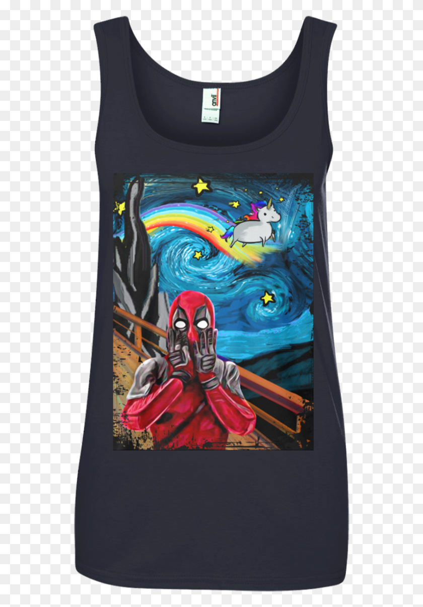 549x1145 Deadpool Scream Unicorn Starry Night Shirt Tank Hoodie Shirt Deadpool Starry Night, Modern Art HD PNG Download