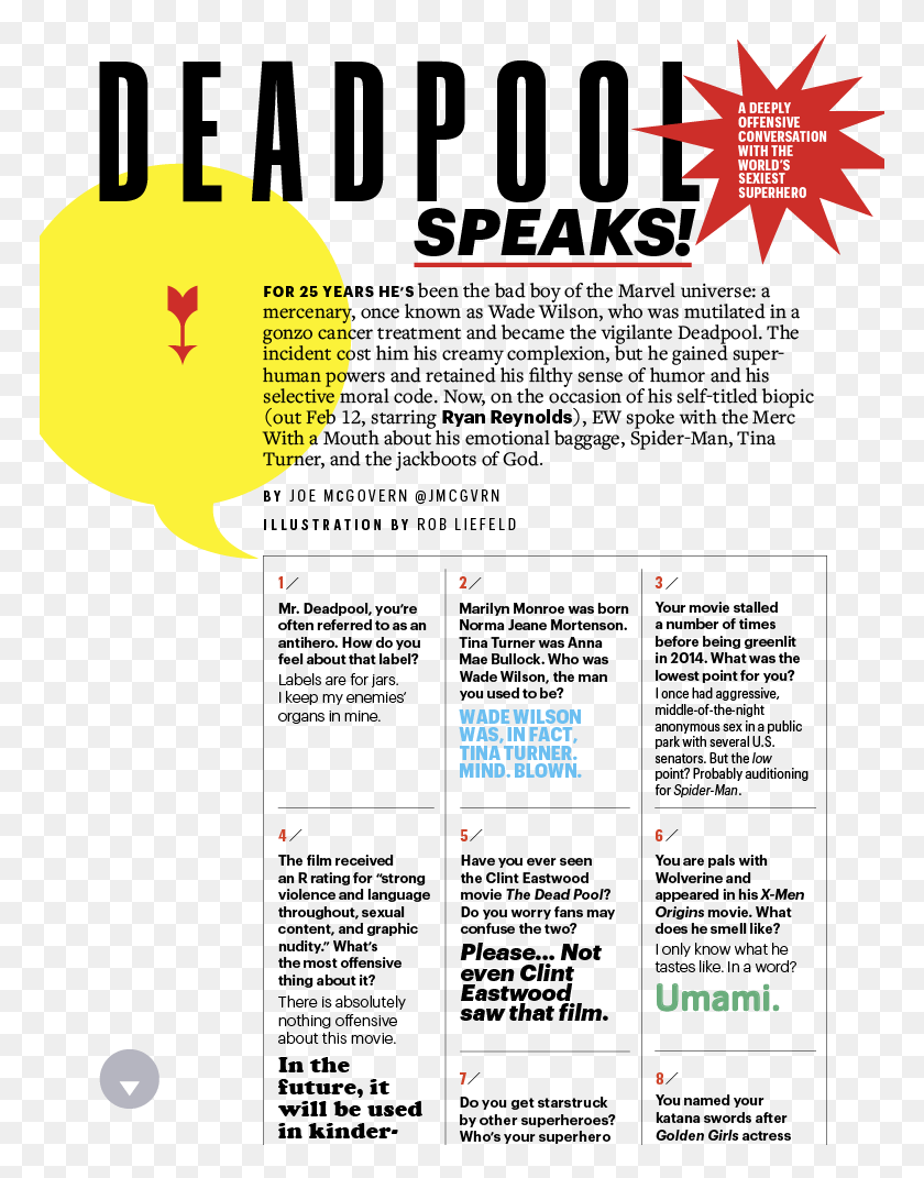 769x1011 Deadpool Speaks An Interview With Entertainment Weekly Graphic Design, Poster, Advertisement, Symbol HD PNG Download