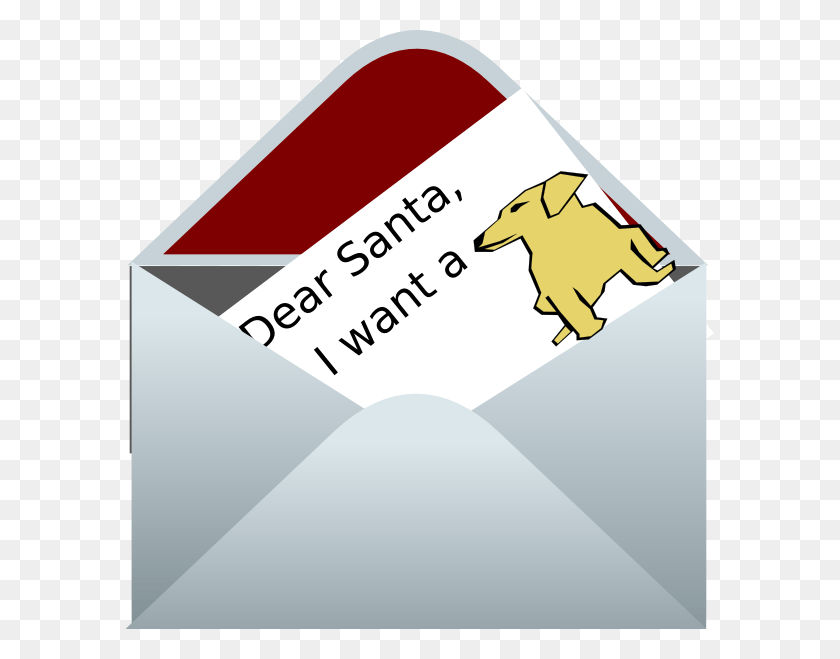 588x599 Dear Santa Letter In Envelope Clip Art Graphic Design, Text, Cow, Cattle HD PNG Download