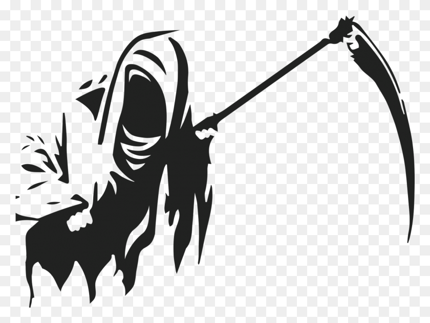 1555x1142 Death Logo Silhouette White Black And White Reaper, Bow, Statue HD PNG Download