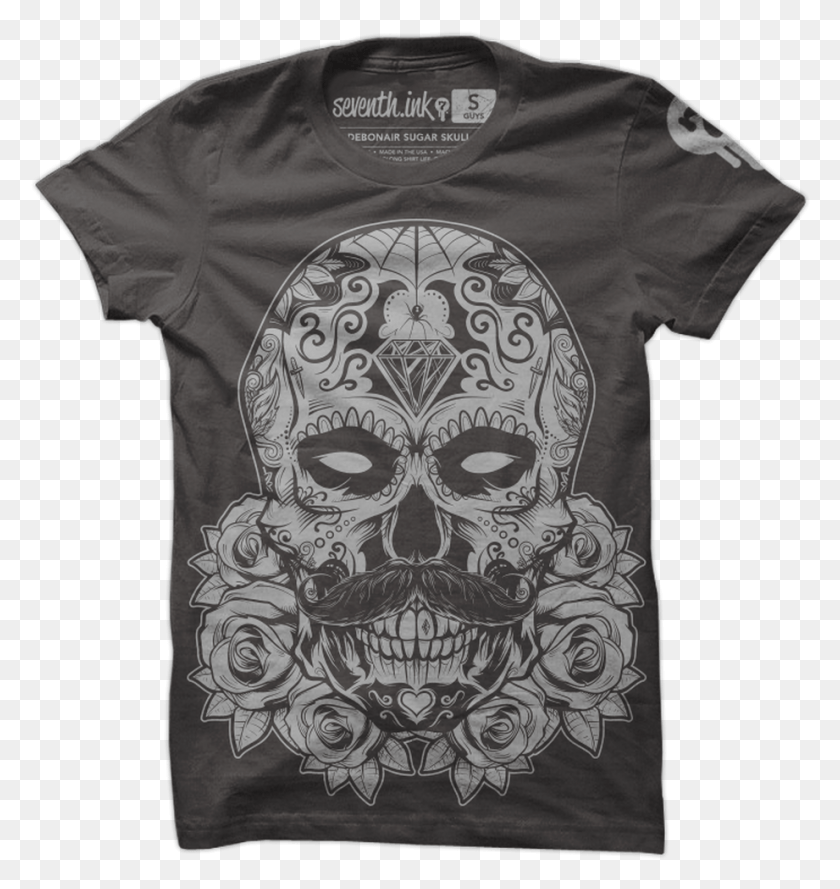 921x979 Debonair Sugar Skull Shirt By Seventh Nick 13 T Shirt, Clothing, Apparel, T-shirt HD PNG Download