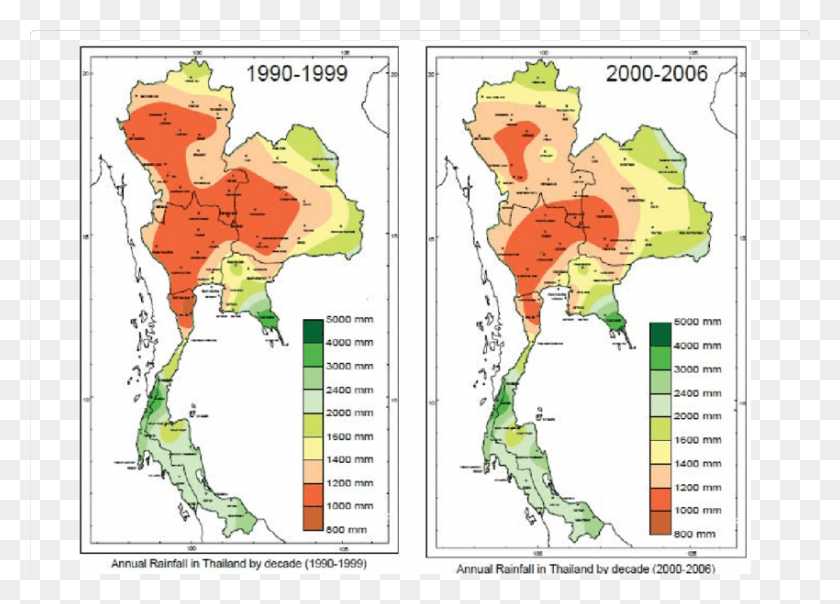 850x593 Decadal Annual Rainfall Maps Of Thailand Climate Map Of Thailand, Atlas, Plot, Diagram HD PNG Download