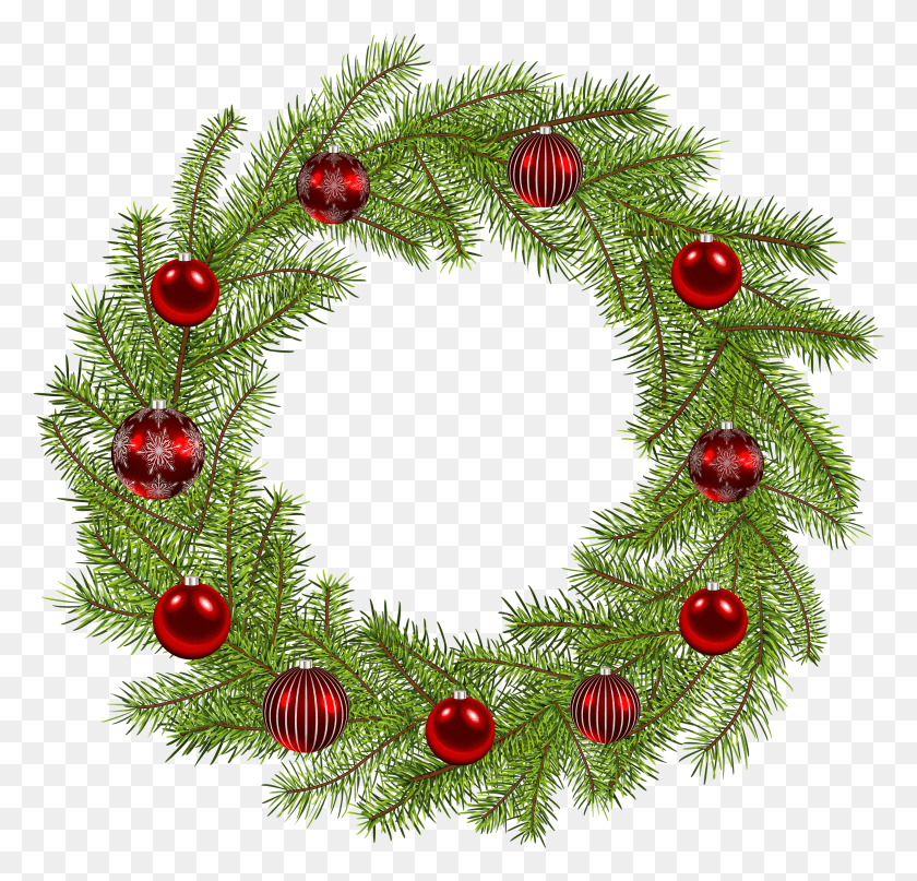 2955x2831 Deco Christmas Wreath Clip Art Image Christmas Wreath, Christmas Tree, Tree, Ornament HD PNG Download