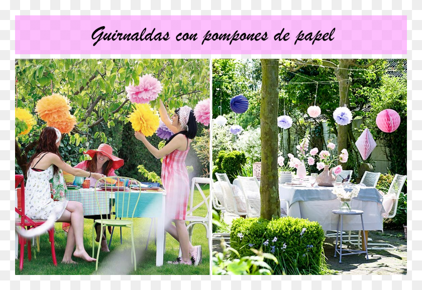 1196x796 Decoracin De Exterior Con Guirnaldas De Pompones De Garden, Person, Grass, Plant HD PNG Download