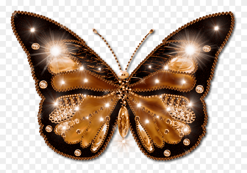 Decorated Butterfly Beautiful Gold Butterfly Images On Transparent Background, Ornament, Chandelier, Lamp Descargar HD PNG