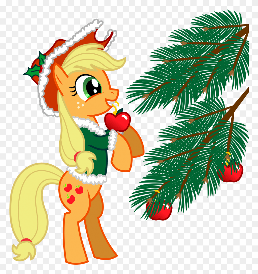 1915x2046 Decorating With Applejack My Little Pony Christmas Applejack, Tree, Plant, Graphics HD PNG Download