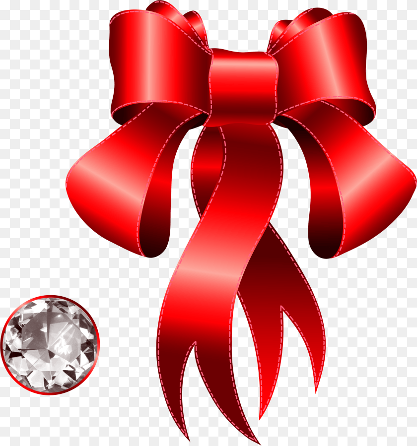 2699x2889 Decoration Clipart Ribbon Red Bow With Diamond, Accessories, Dynamite, Weapon, Jewelry Transparent PNG