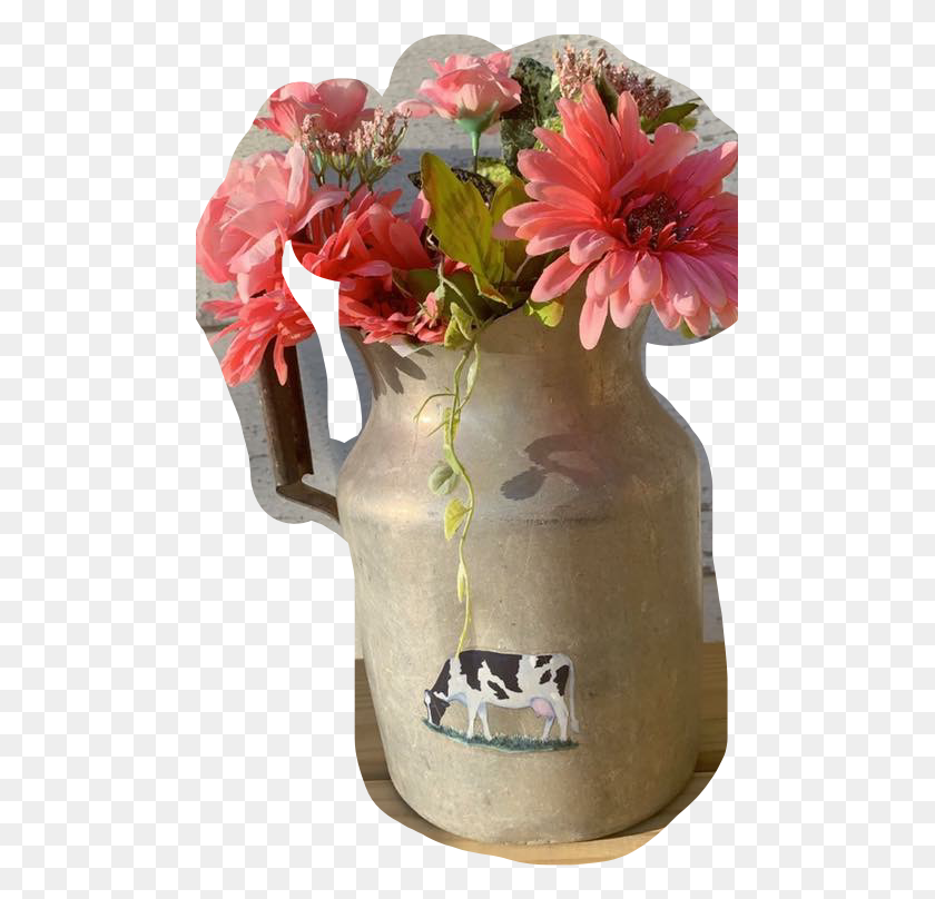 487x748 Decoration Decor Cow Flower Flowers Vase Dahlia, Plant, Blossom, Jug HD PNG Download