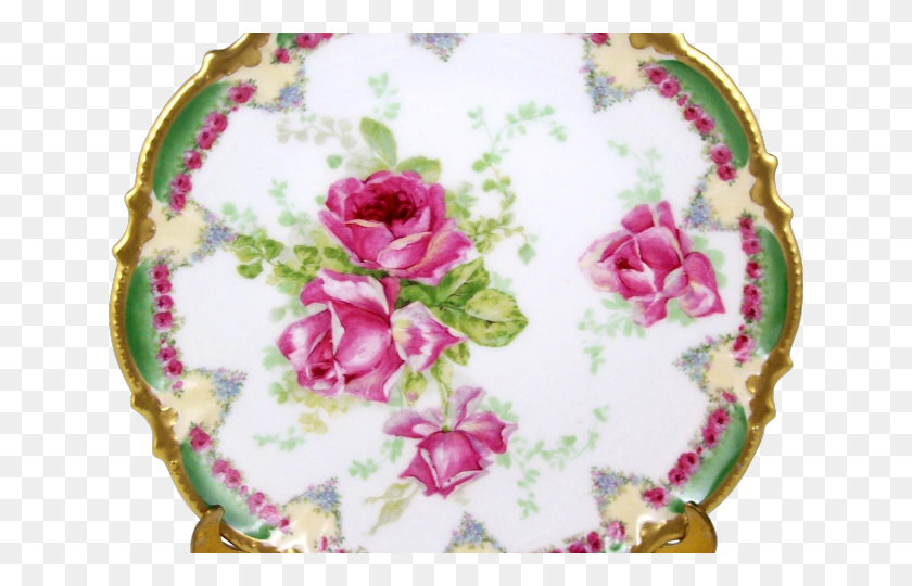 640x480 Decorative Border Clipart Gold Trim Rose, Porcelain, Pottery HD PNG Download