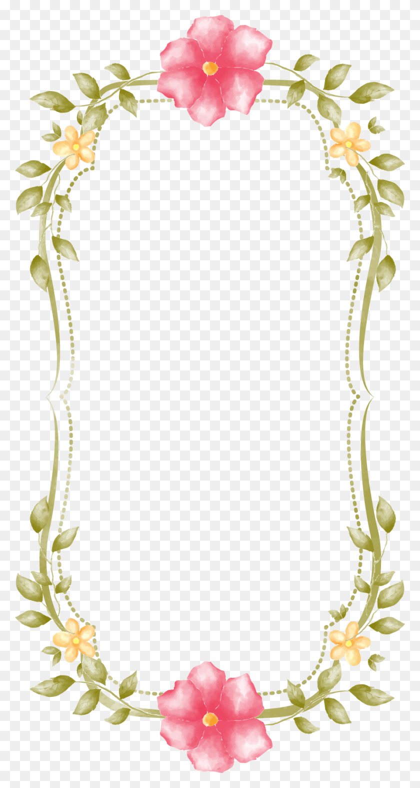 893x1734 Decorative Border Clipart Image Frame Shabby Chic, Plant, Flower, Blossom HD PNG Download