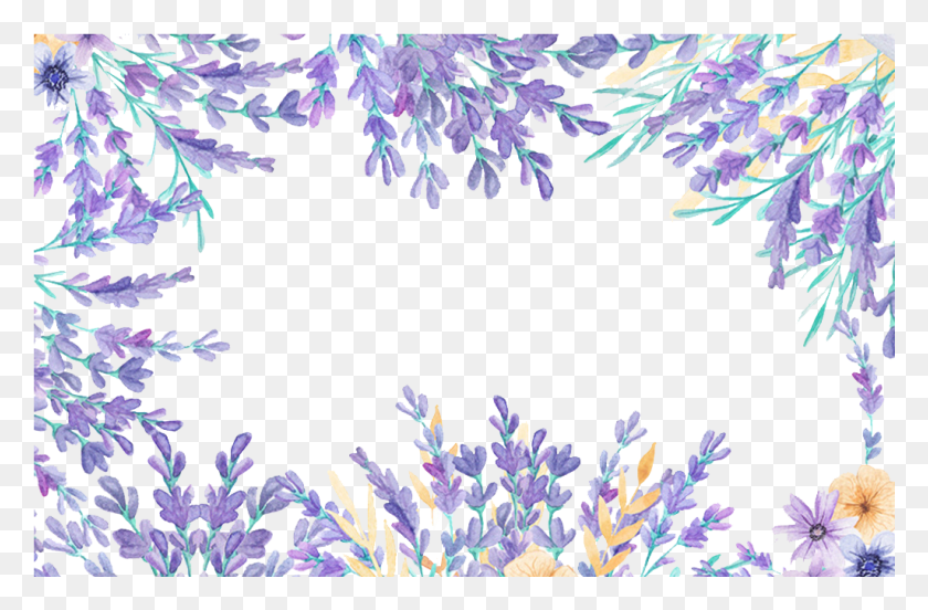 1025x647 Decorative Flower Frame Watercolor Patterns Designer Watercolor Purple Frame, Pattern, Plant, Ornament HD PNG Download