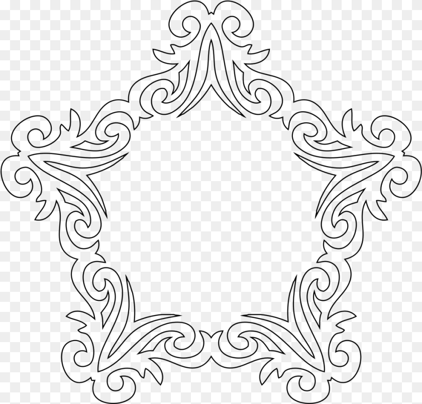 Decorative Line Art Frame Art, Gray Clipart PNG