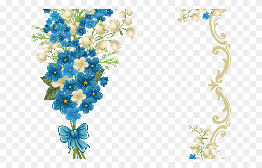 640x480 Línea Decorativa Azul Clipart Flor, Planta, Diseño Floral, Patrón Hd Png Descargar