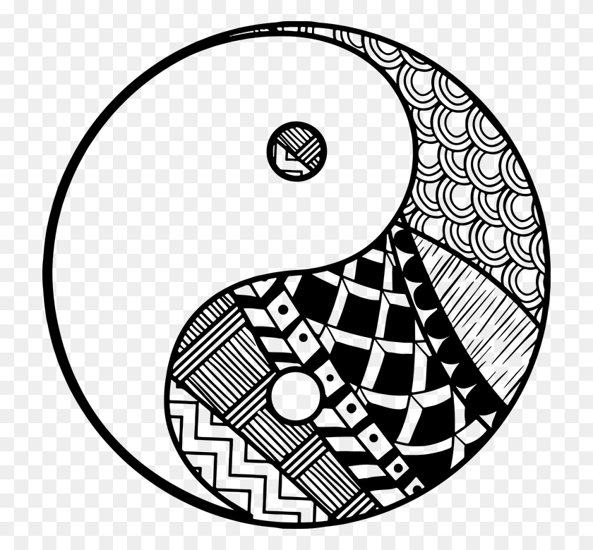 Decorative Symbol Yang Yin Easy, Yin Yang Rug Black And White Drawing