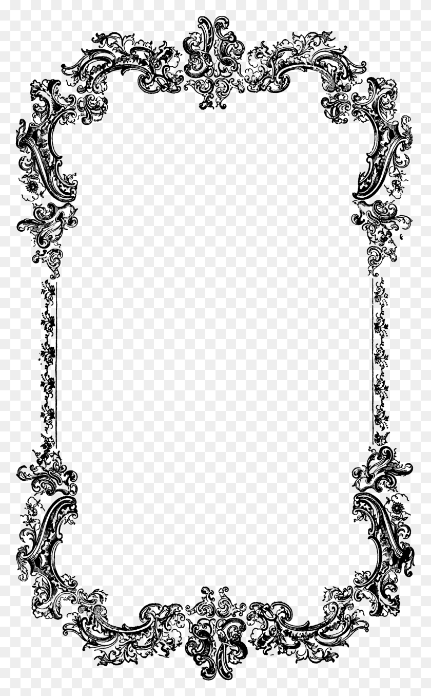 1539x2556 Decorative Vintage Border Clip Art Image Oh So Nifty Vintage Border Black And White, Gray, World Of Warcraft HD PNG Download