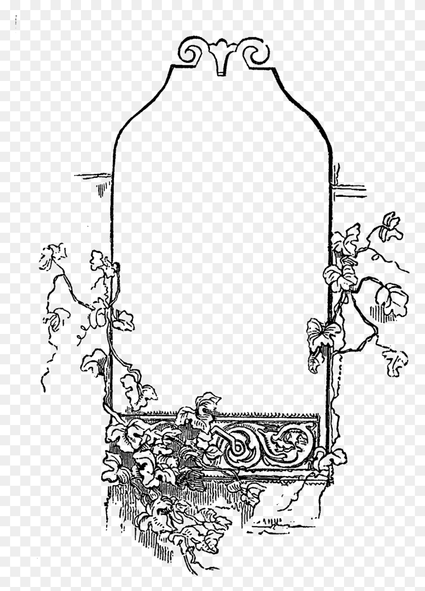 1088x1546 Decorative Window Frame Image Line Art, Nature, Outdoors, Outer Space Descargar Hd Png