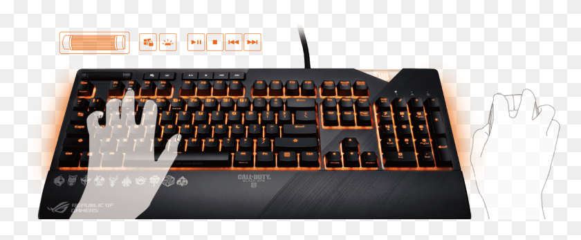 1277x471 Dedicated Media Keys For Gamers Rog Strix Flare Call Of Duty Black Ops 4 Edition, Computer Keyboard, Computer Hardware, Keyboard HD PNG Download