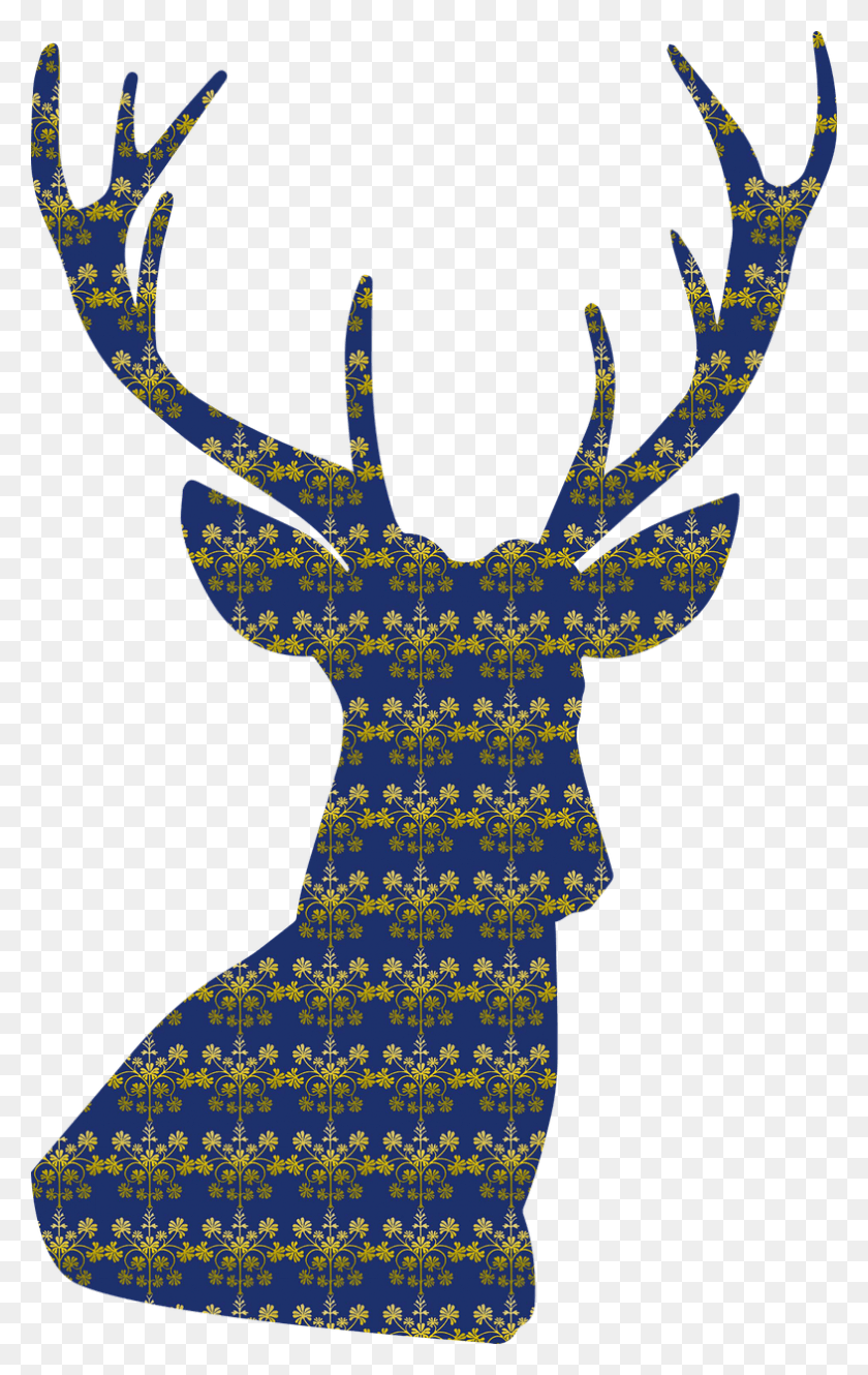 786x1280 Deer Antlers Damask Christmas Santa With Deer, Tie, Accessories, Accessory HD PNG Download