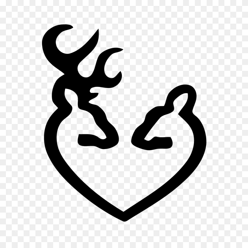 1051x1051 Deer Heads Heart Decal Browning Buck And Doe, Stencil, Dynamite, Bomb HD PNG Download