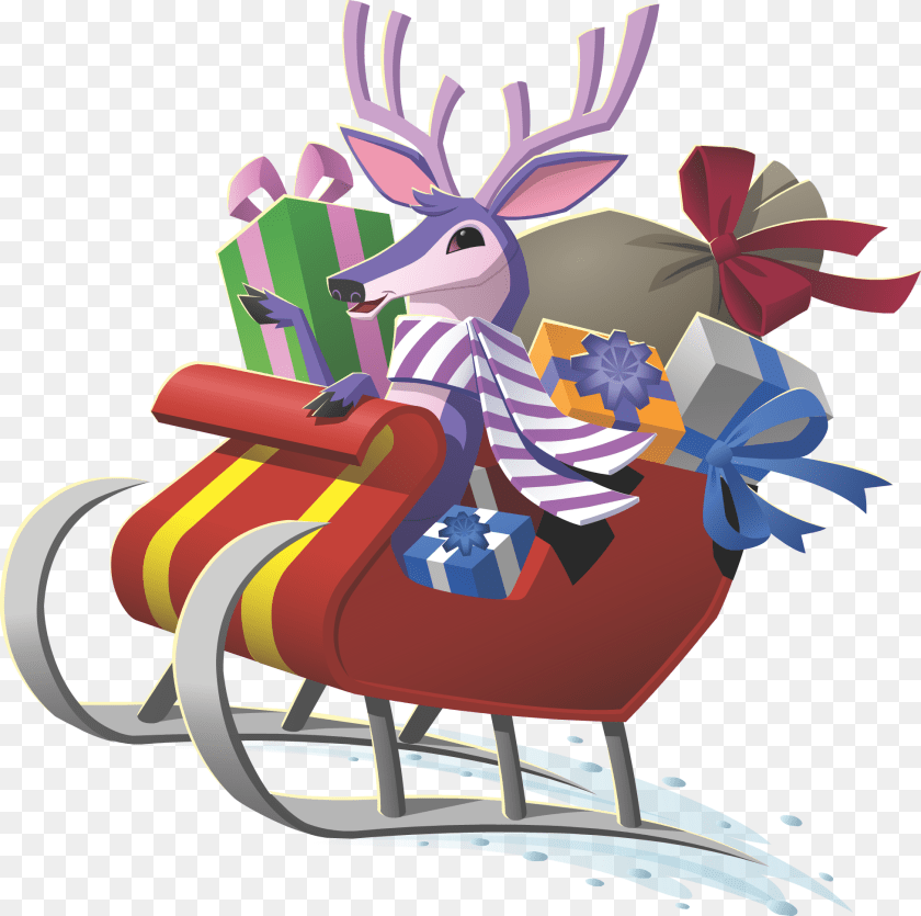 1953x1941 Deer In Sleigh Animal Jam Deer Transparent, Mammal, Wildlife, Dynamite, Weapon Clipart PNG