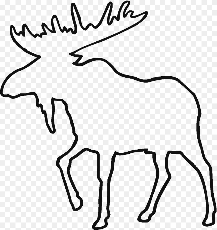 1039x1100 Deer Line Drawing Clipart Moose Outline, Gray PNG
