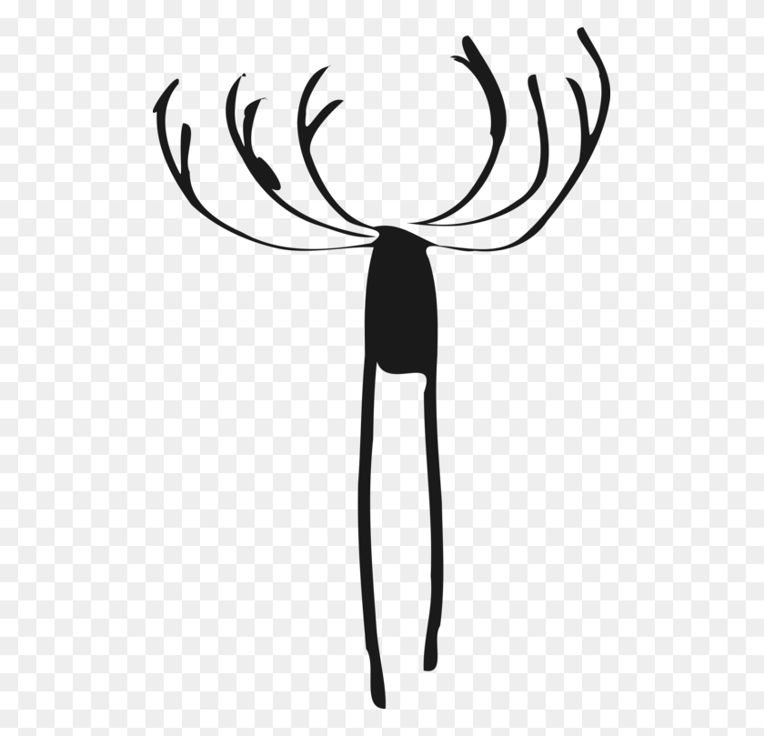 503x749 Deer Moose Black And White Elk Line Art, Cross, Symbol, Cutlery HD PNG Download