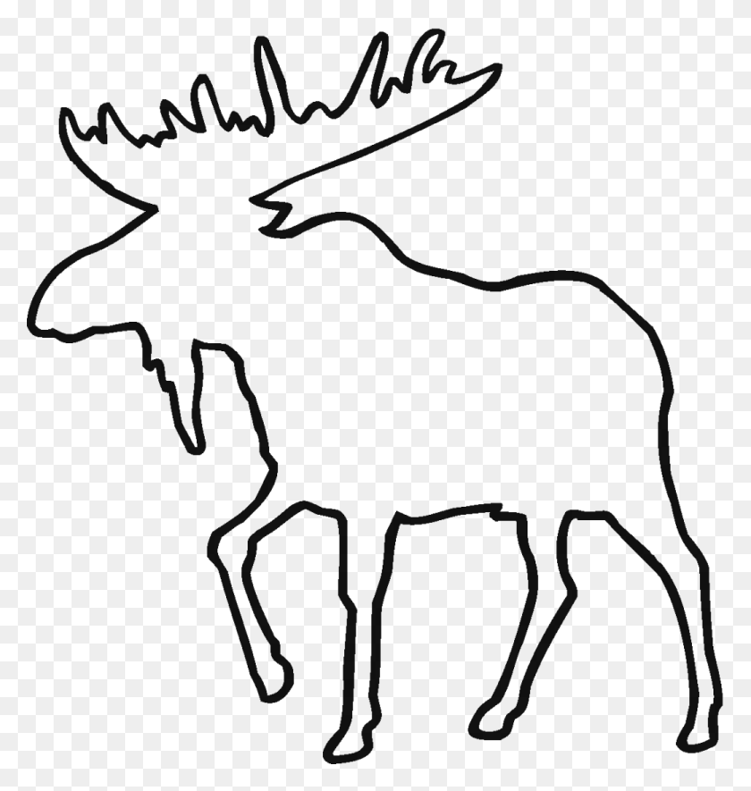 1039x1100 Deer Outline Animal Outline Moose Silhouette Animal Outline Of Moose, Gray, World Of Warcraft HD PNG Download