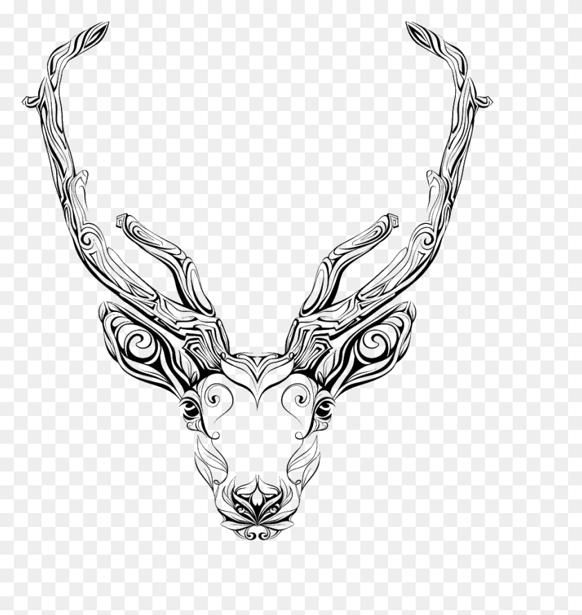 902x957 Deer Royalty Free Cuernos Ciervo Dibujo, Animal, Mamífero, La Vida Silvestre Hd Png