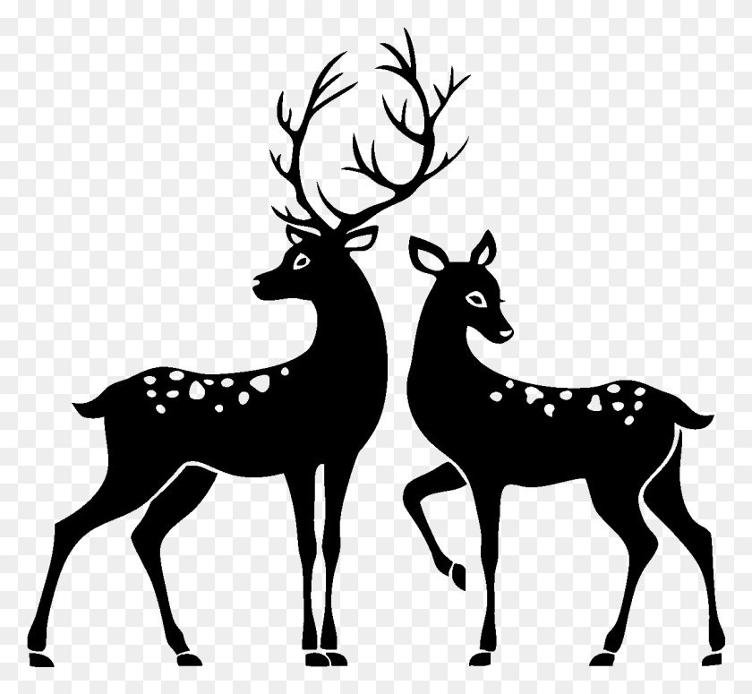 1200x1100 Deer Silhouette Stag And Doe Clipart, Gray, World Of Warcraft HD PNG Download