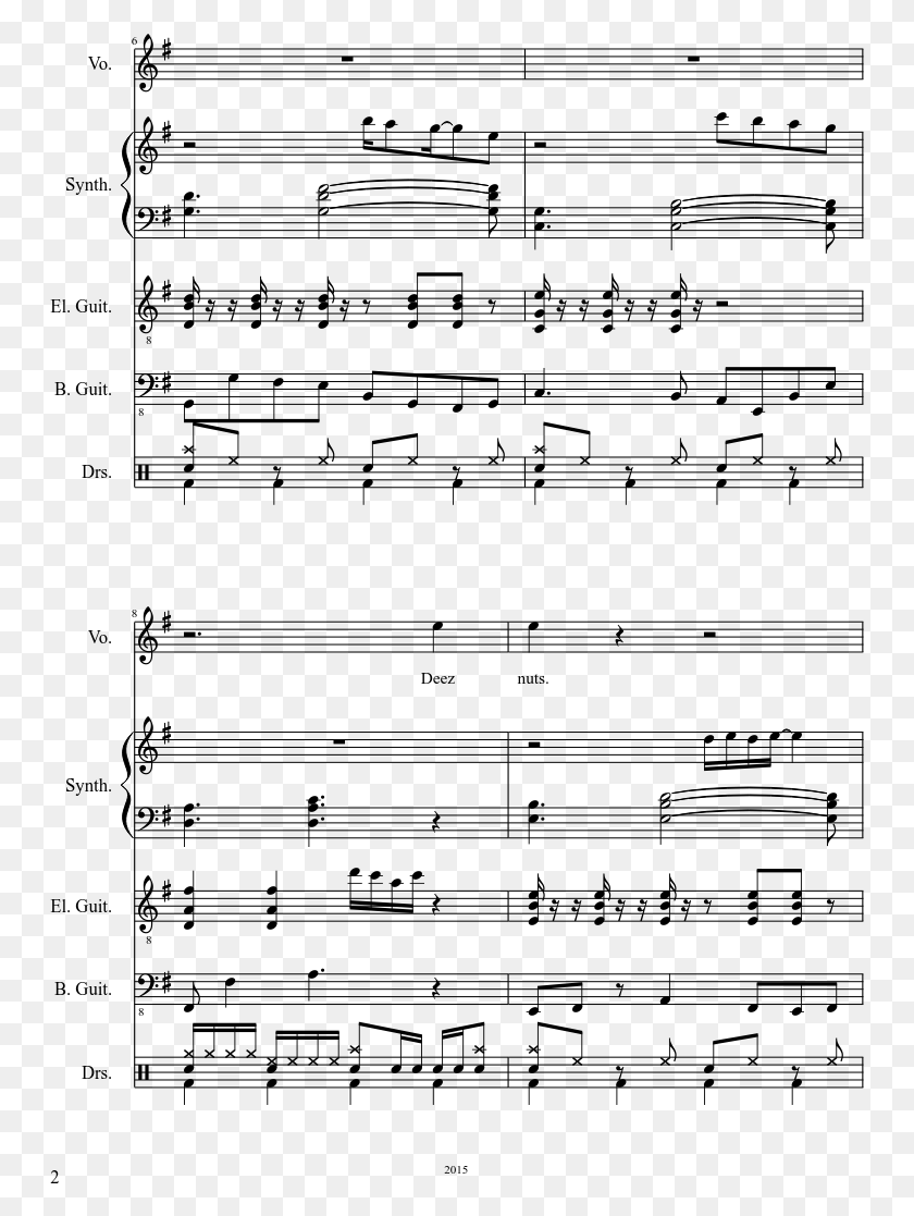 749x1057 Deez Nuts Sheet Music Composed By Matthew Huntington Sheet Music, Gray, World Of Warcraft HD PNG Download