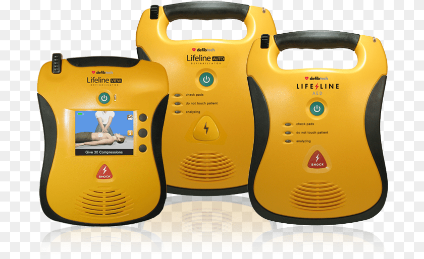 697x514 Defibtech Family Of Products Defibtech Lifeline Aed, Electronics, Person, Device, Grass Transparent PNG