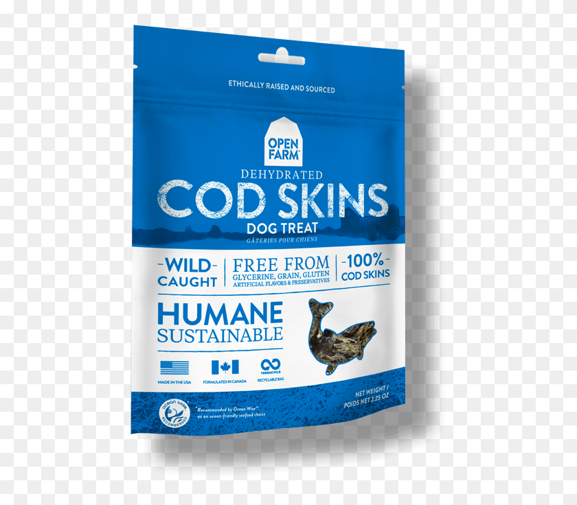 482x676 Dehydrated Cod Skins Open Farm Cod Skins, Bird, Animal, Label HD PNG Download