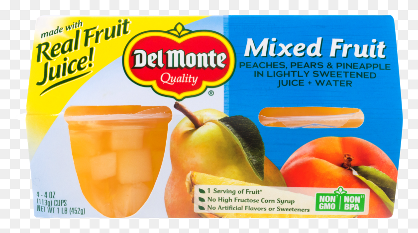 1801x946 Del Monte Mixed Fruit In Lightly Sweetened Juice Water Del Monte Cherry Mixed Fruit Cups, Plant, Food, Peel HD PNG Download