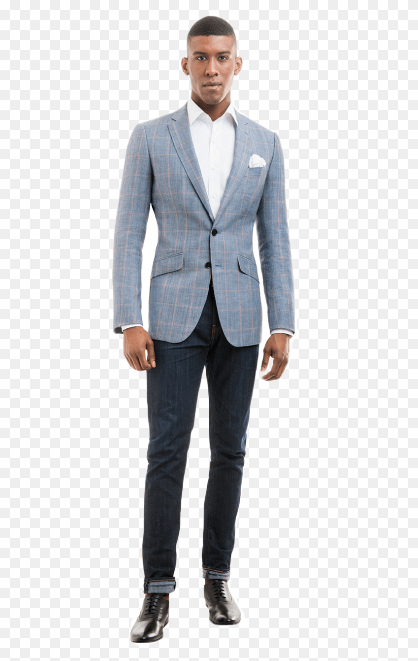 394x1267 Delancey Blue Windowpane Blazer Front 6801360 Pixels Dubai Suits, Clothing, Apparel, Jacket HD PNG Download
